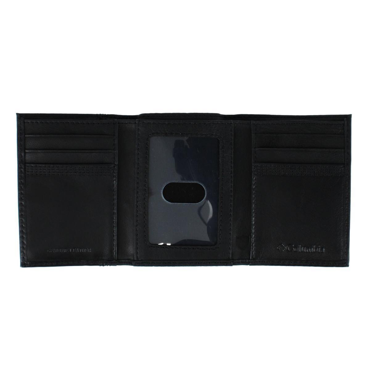 Columbia Men's Leather RFID Trifold Wallet with Front Pocket - Black