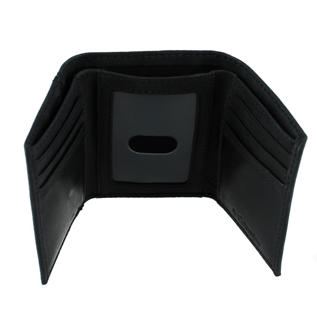 Columbia Men's Leather RFID Trifold Wallet with Front Pocket - Black