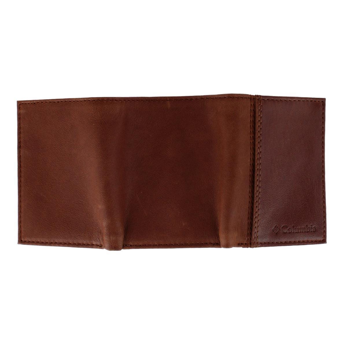 Columbia Men's Leather RFID Trifold Wallet with Front Pocket - Tan