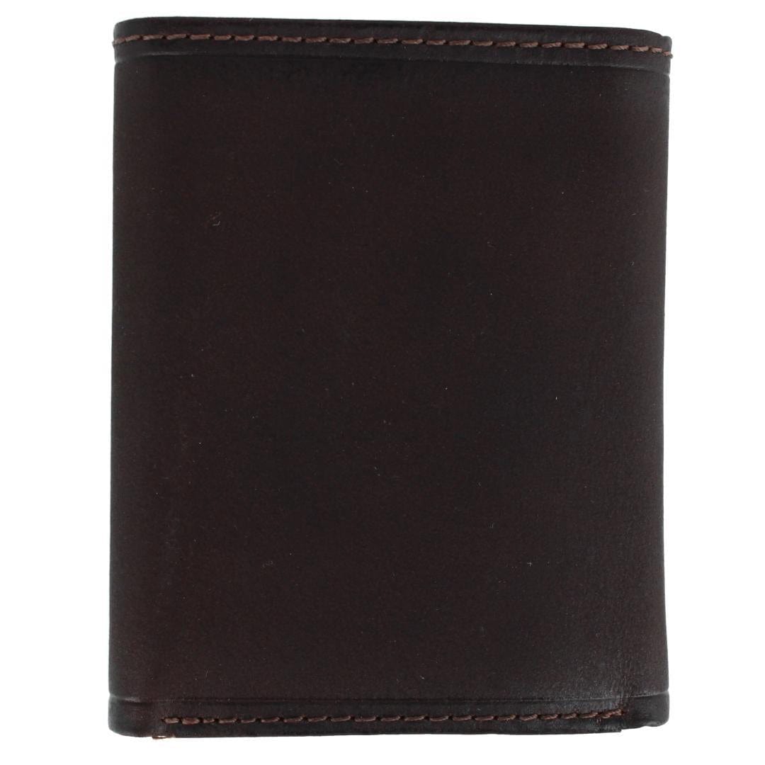 Columbia Men's Leather RFID Extra Capacity Trifold Wallet with Logo Inlay - Brown