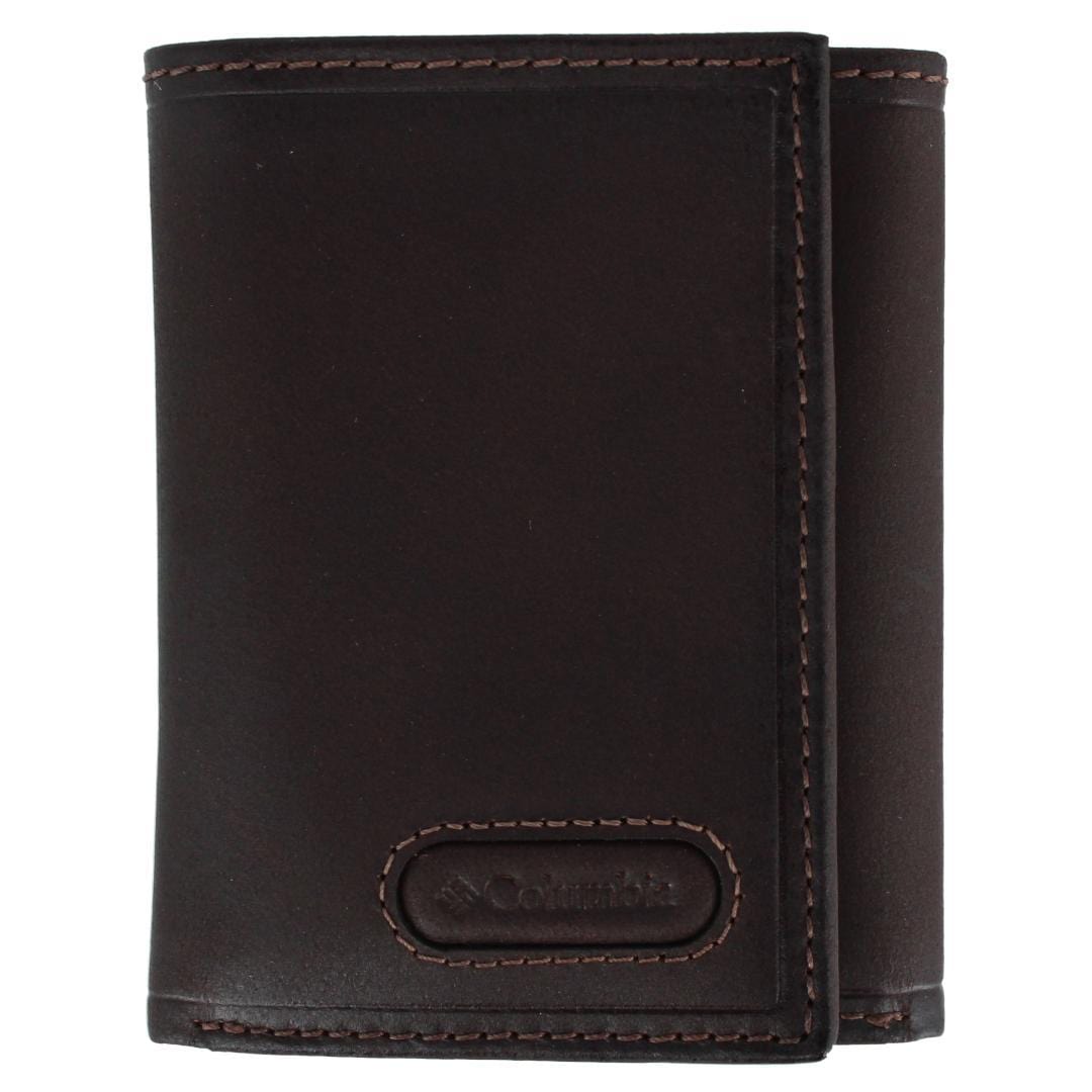 Columbia Men's Leather RFID Extra Capacity Trifold Wallet with Logo Inlay - Men's Leather RFID Extra Capacity Trifold Wallet with Logo Inlay