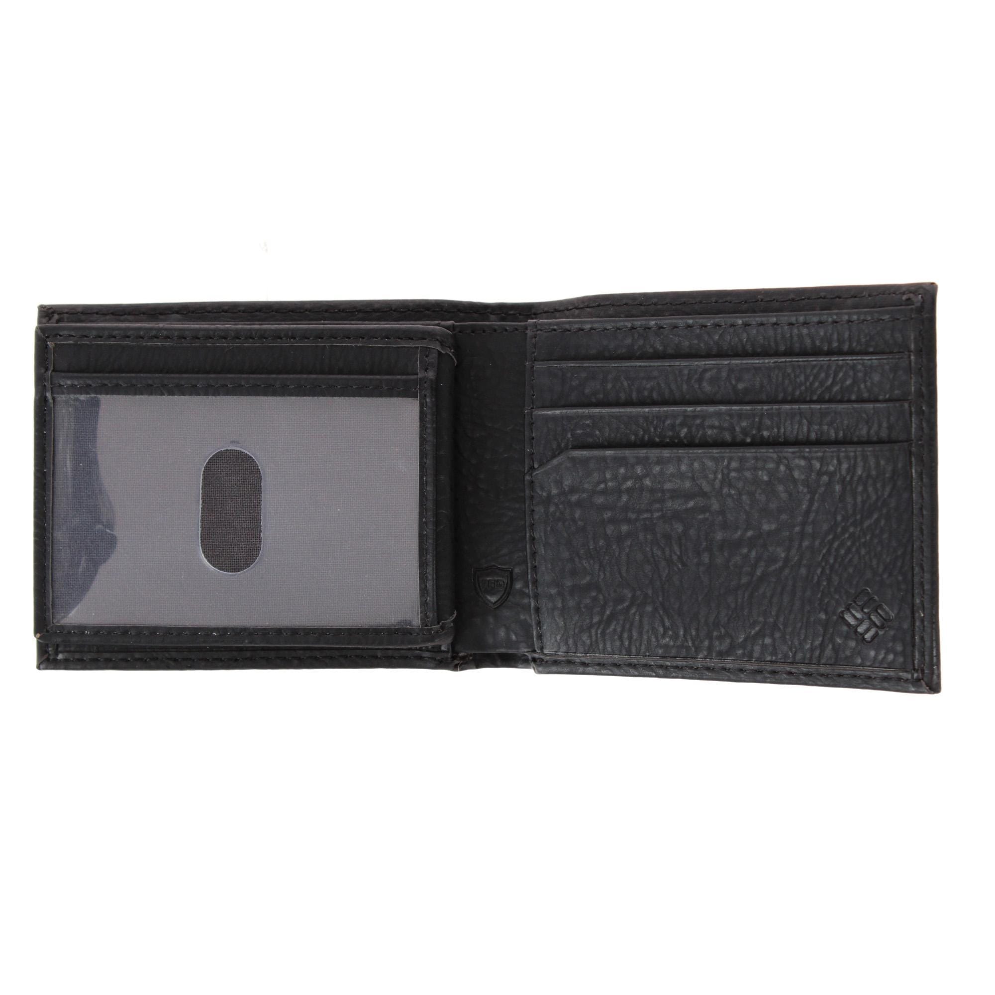 Columbia Men's Leather RFID Protected Extra Capacity Slim Bifold Wallet - Black