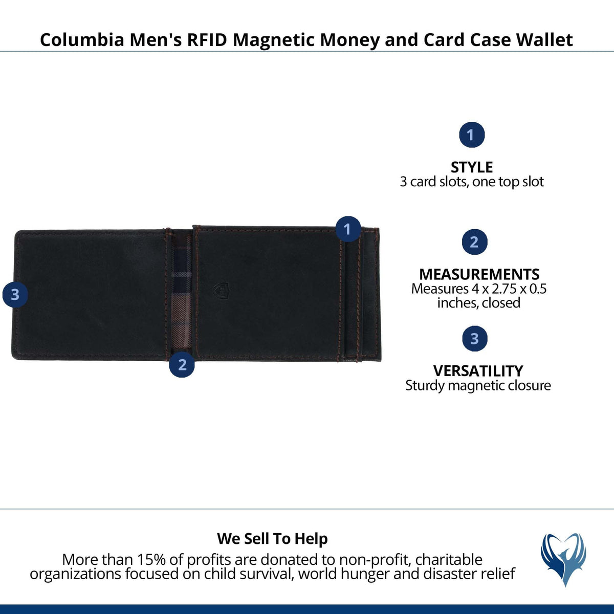 Columbia Men's RFID Magnetic Money and Card Case Wallet - Black