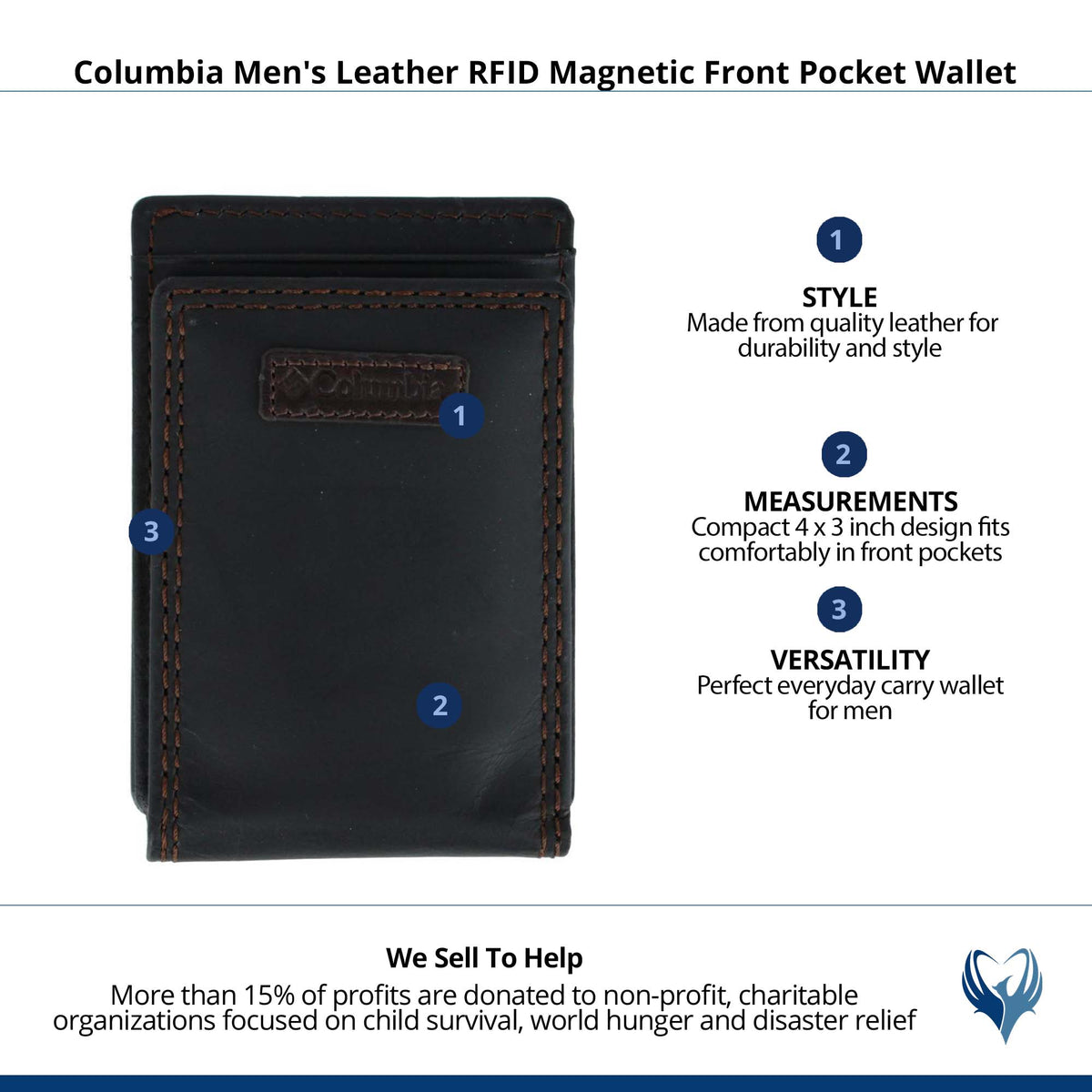 Columbia Men's Leather RFID Magnetic Front Pocket Wallet - Black