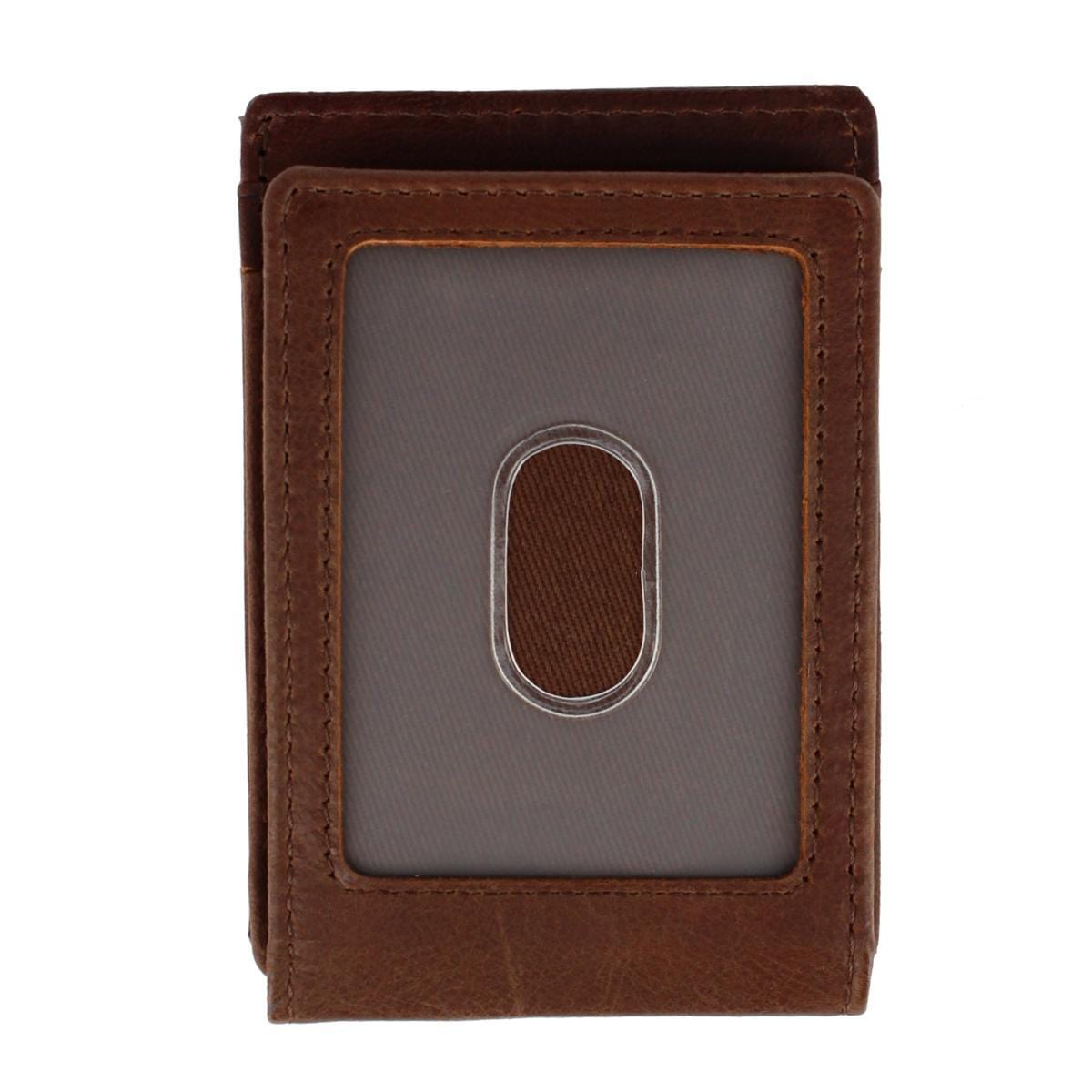 Columbia Men's Leather RFID Front Pocket Wallet with Magnetic Money Clip - Brown