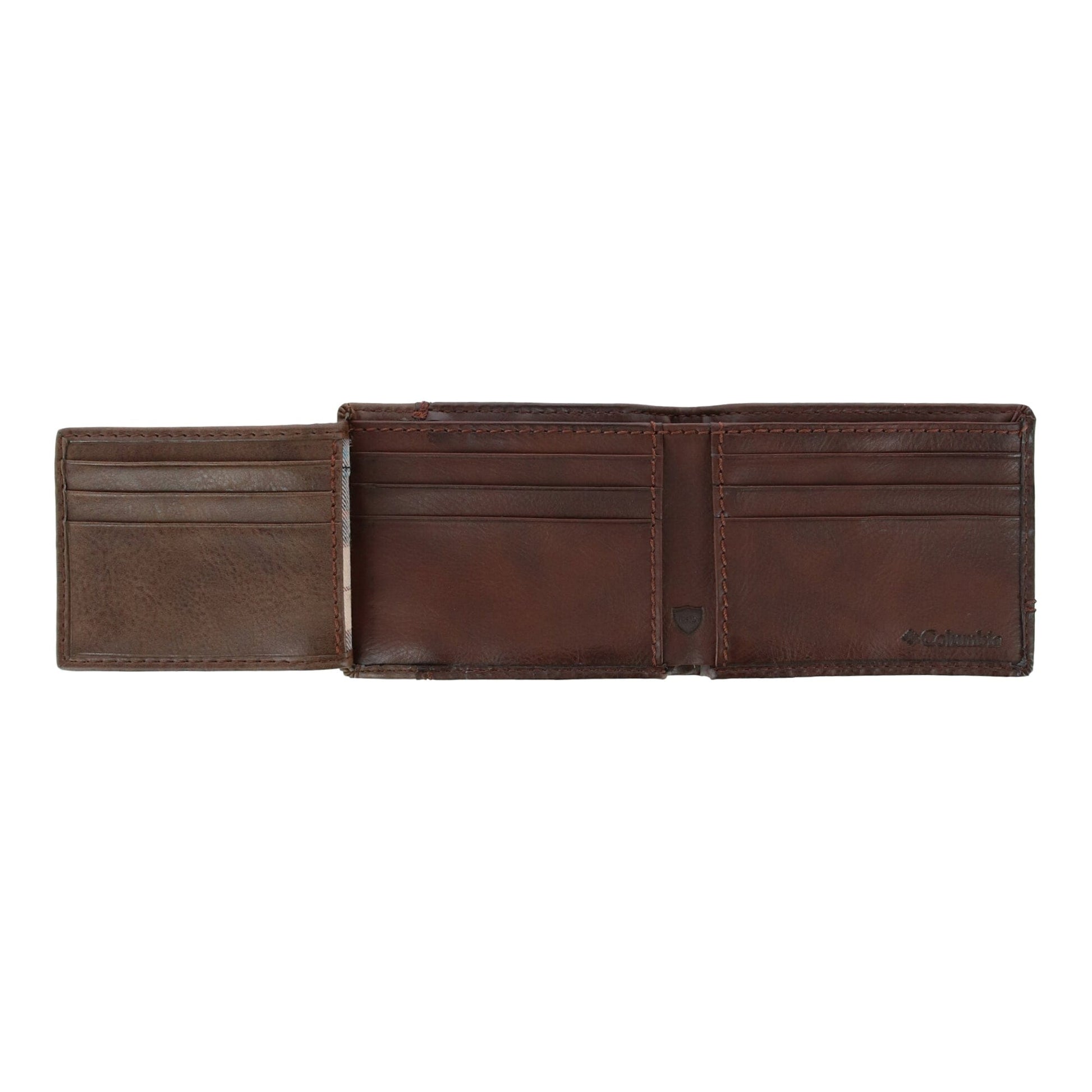 Columbia Men's Leather RFID Slim Bifold Wallet with Exterior Pocket - Brown