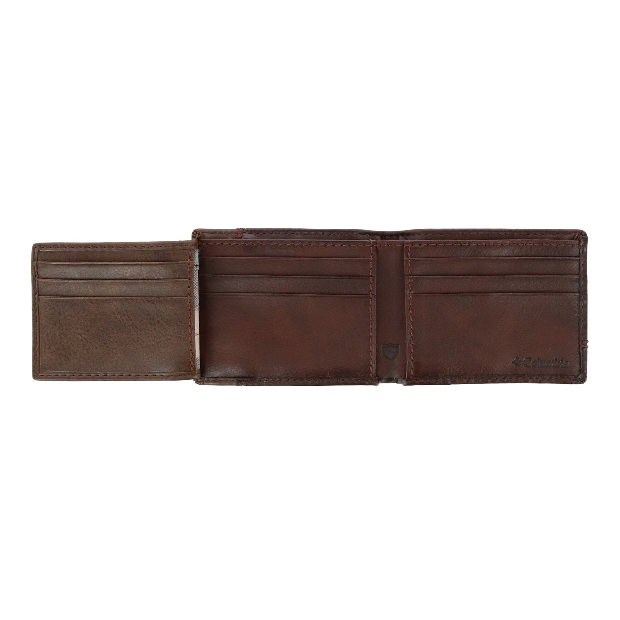 Columbia Men's Leather RFID Slim Bifold Wallet with Exterior Pocket - Brown