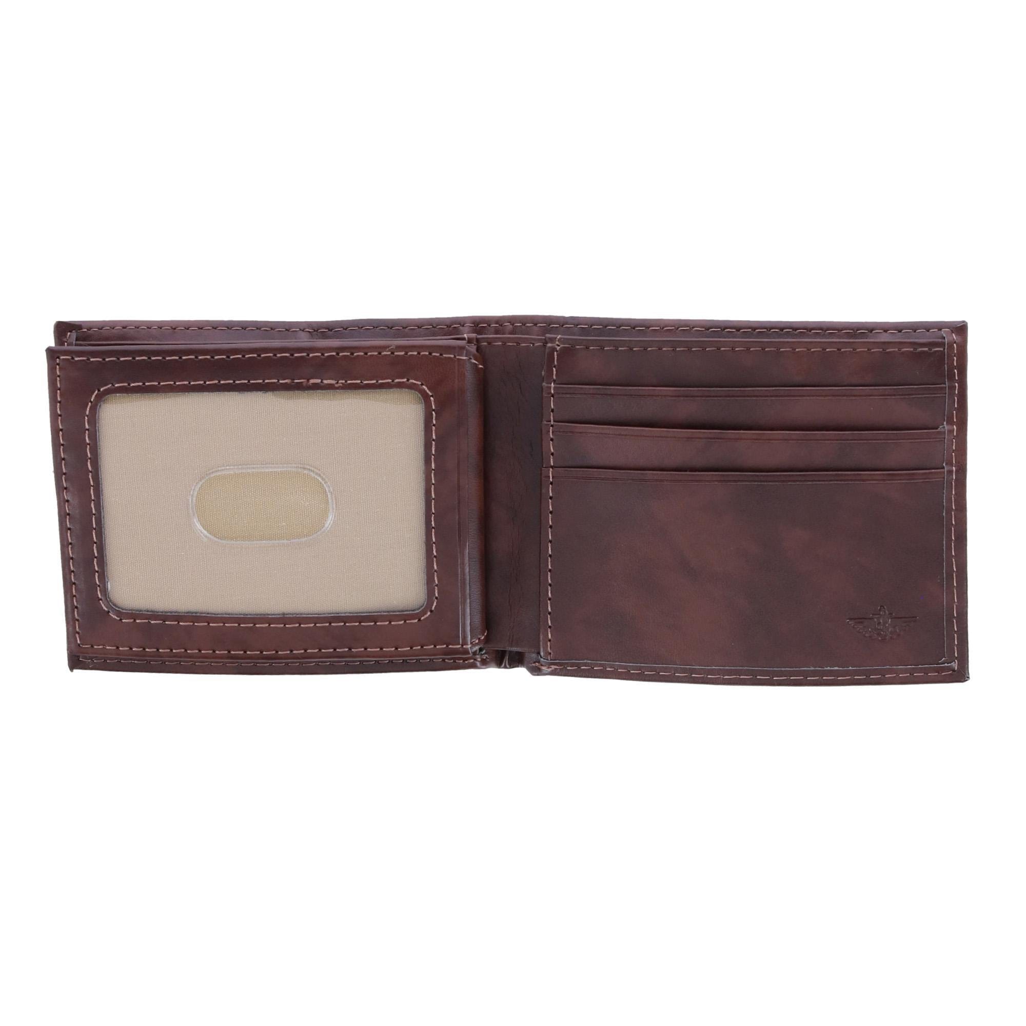 Dockers Men's Leather RFID Slimfold Bifold Wallet - Brown