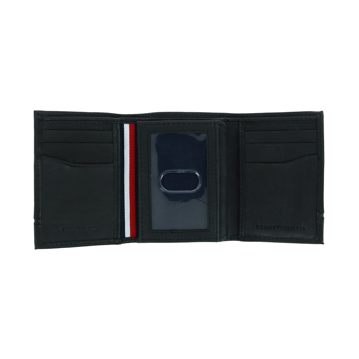 Tommy Hilfiger Men's Leather Leif RFID Trifold Wallet with Double ID - Black
