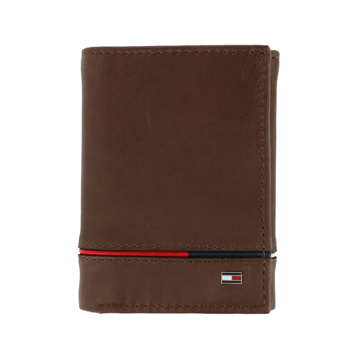 Tommy Hilfiger Men's Leather Leif RFID Trifold Wallet with Double ID - Brown