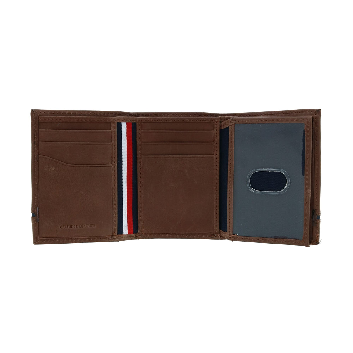 Tommy Hilfiger Men's Leather Leif RFID Trifold Wallet with Double ID - Brown