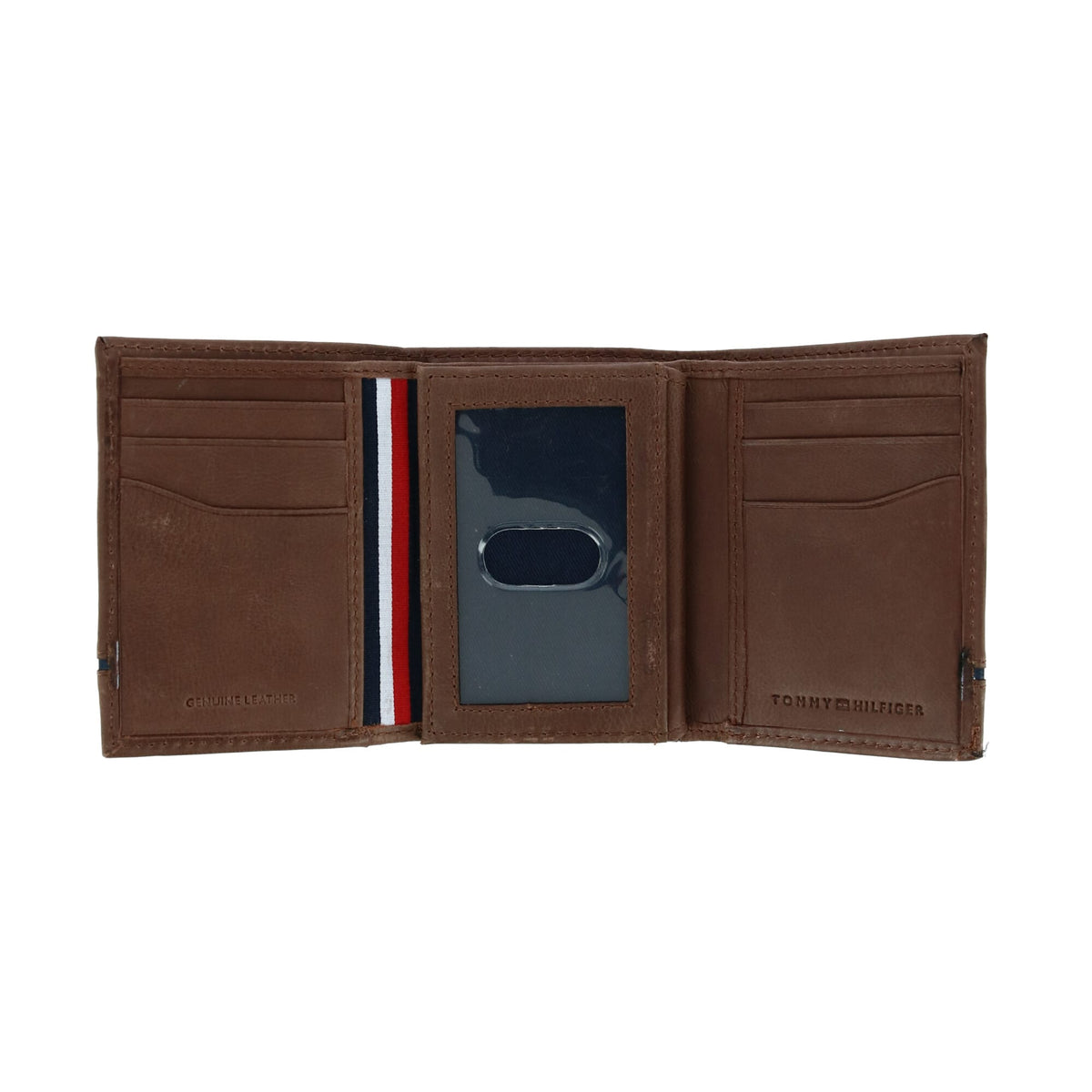 Tommy Hilfiger Men's Leather Leif RFID Trifold Wallet with Double ID - Brown