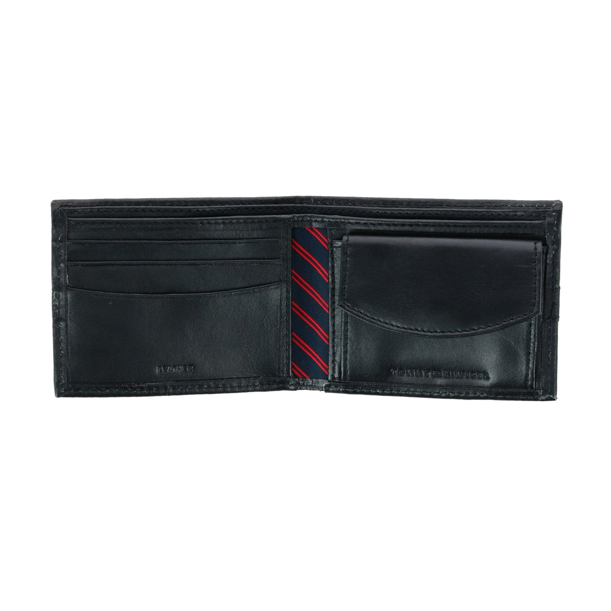 Tommy Hilfiger Men's Leather Ranger RFID Bifold Wallet with Coin Pocket - Black