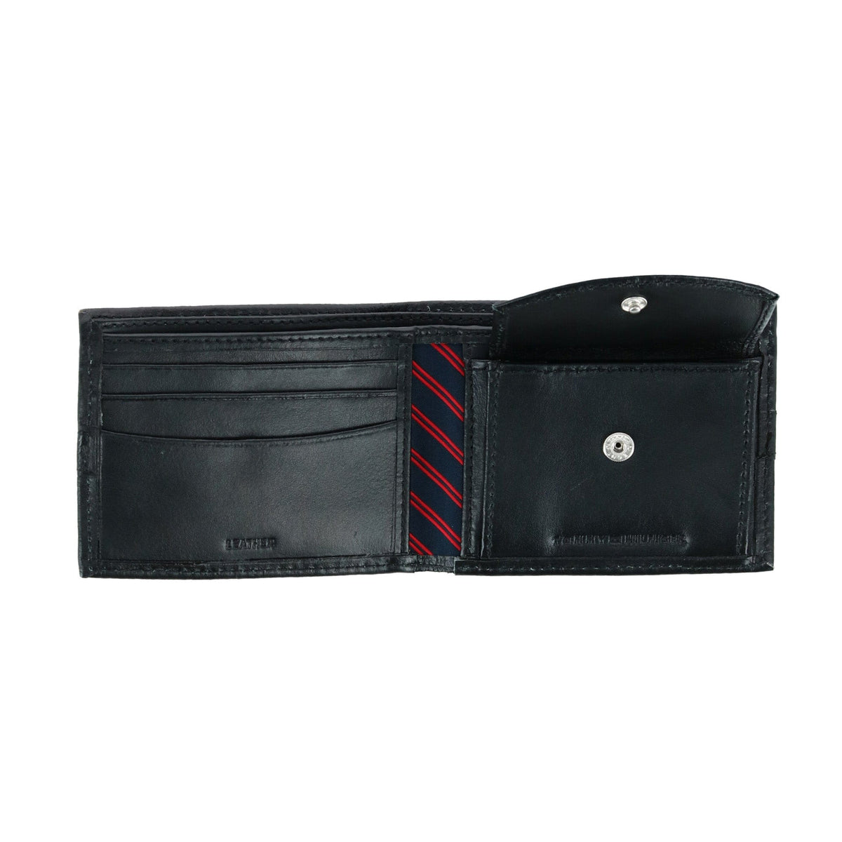 Tommy Hilfiger Men's Leather Ranger RFID Bifold Wallet with Coin Pocket - Black
