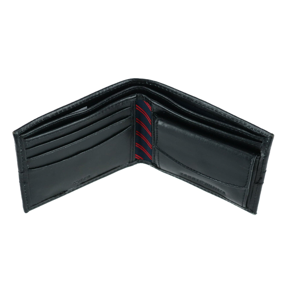 Tommy Hilfiger Men's Leather Ranger RFID Bifold Wallet with Coin Pocket - Black
