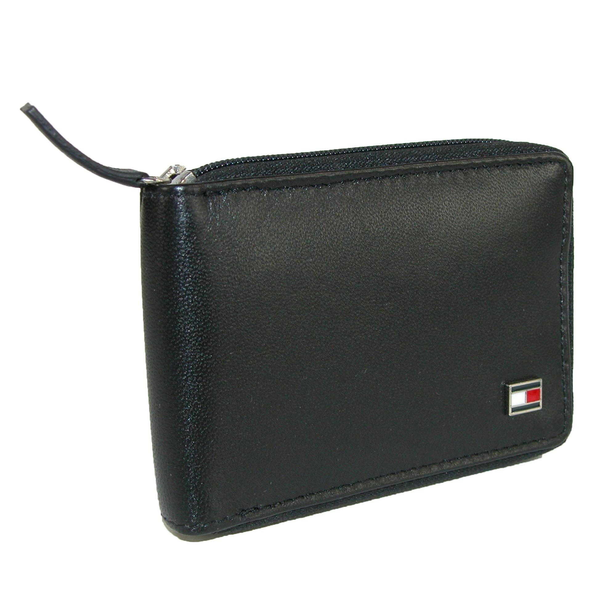 Men's Leather Oxford Slim Zip-Around Bifold Wallet by Tommy Hilfiger