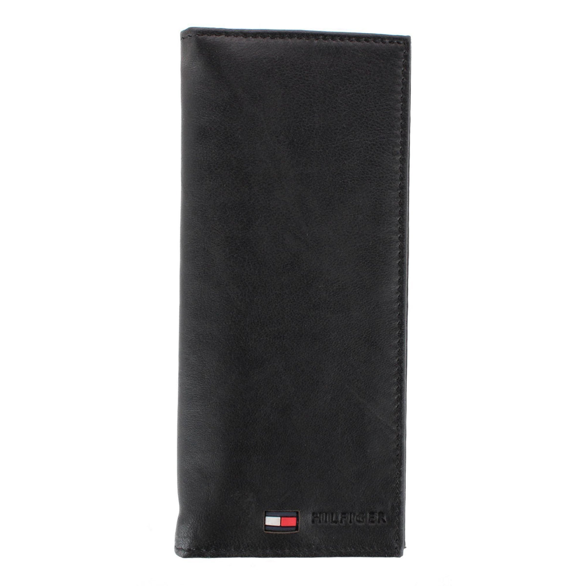 Tommy Hilfiger Men's Leather Stockton Checkbook Cover Secretary Wallet - Black