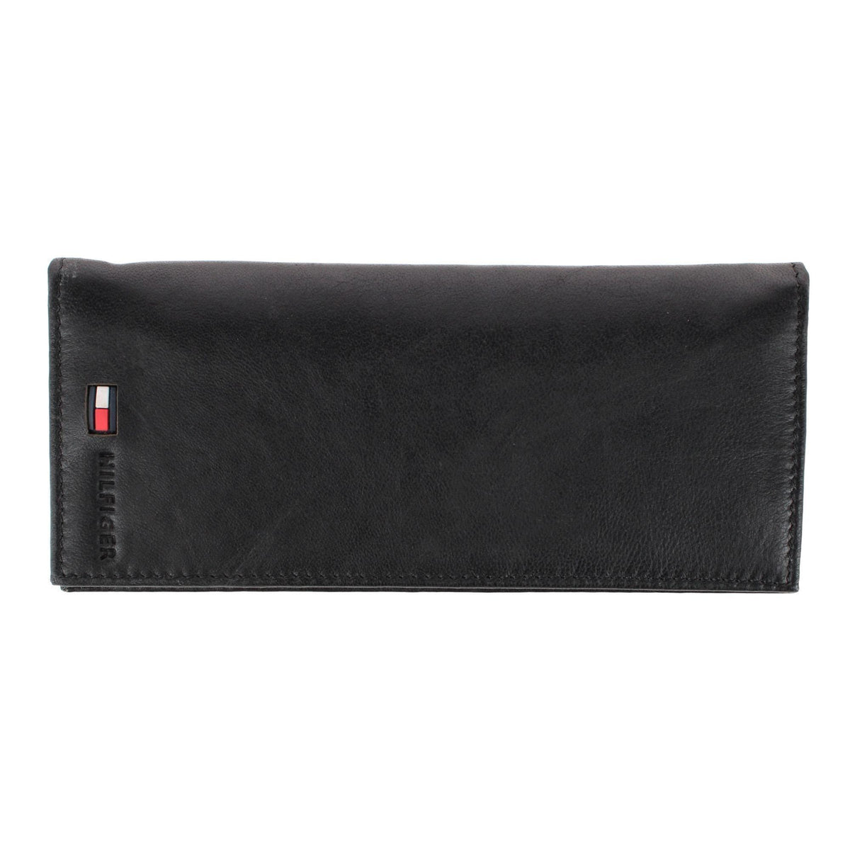 Tommy Hilfiger Men's Leather Stockton Checkbook Cover Secretary Wallet - Black