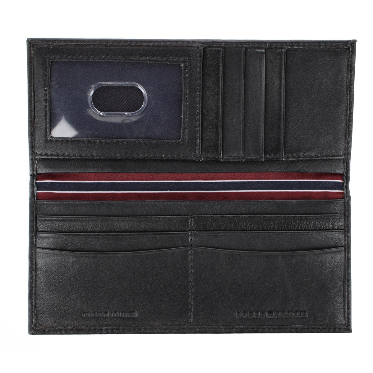 Tommy Hilfiger Men's Leather Stockton Checkbook Cover Secretary Wallet - Black