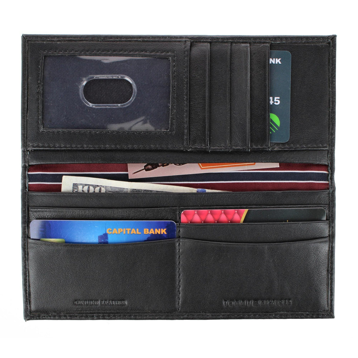 Tommy Hilfiger Men's Leather Stockton Checkbook Cover Secretary Wallet - Black