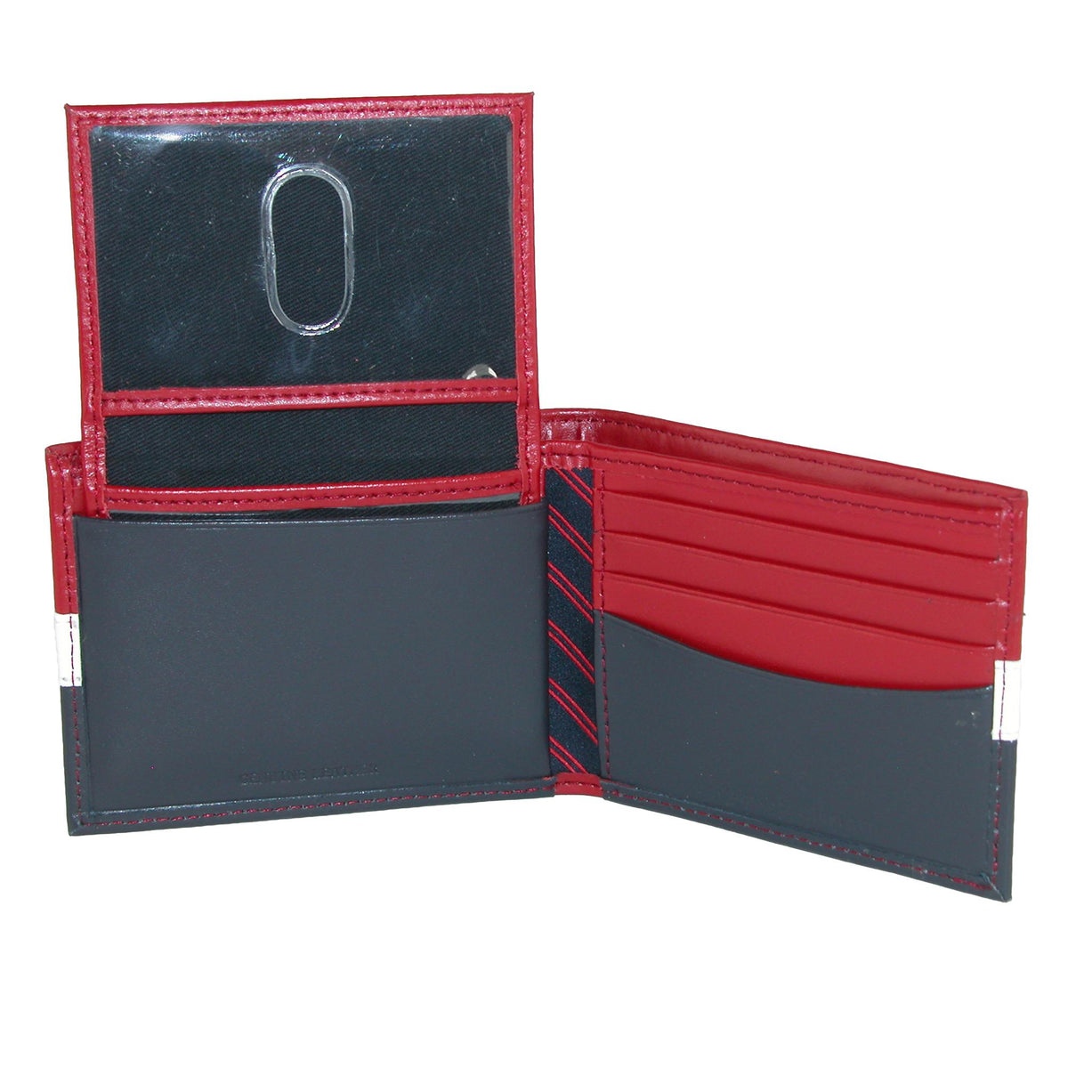 Tommy Hilfiger Men's Leather Americana Stripe Bifold Wallet - Red, White, and Blue