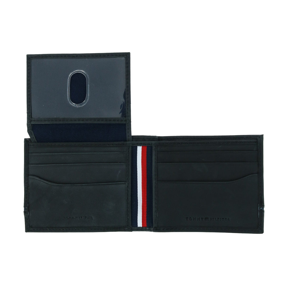 Tommy Hilfiger Men's Leather Leif RFID Bifold Wallet with Flip ID - Black