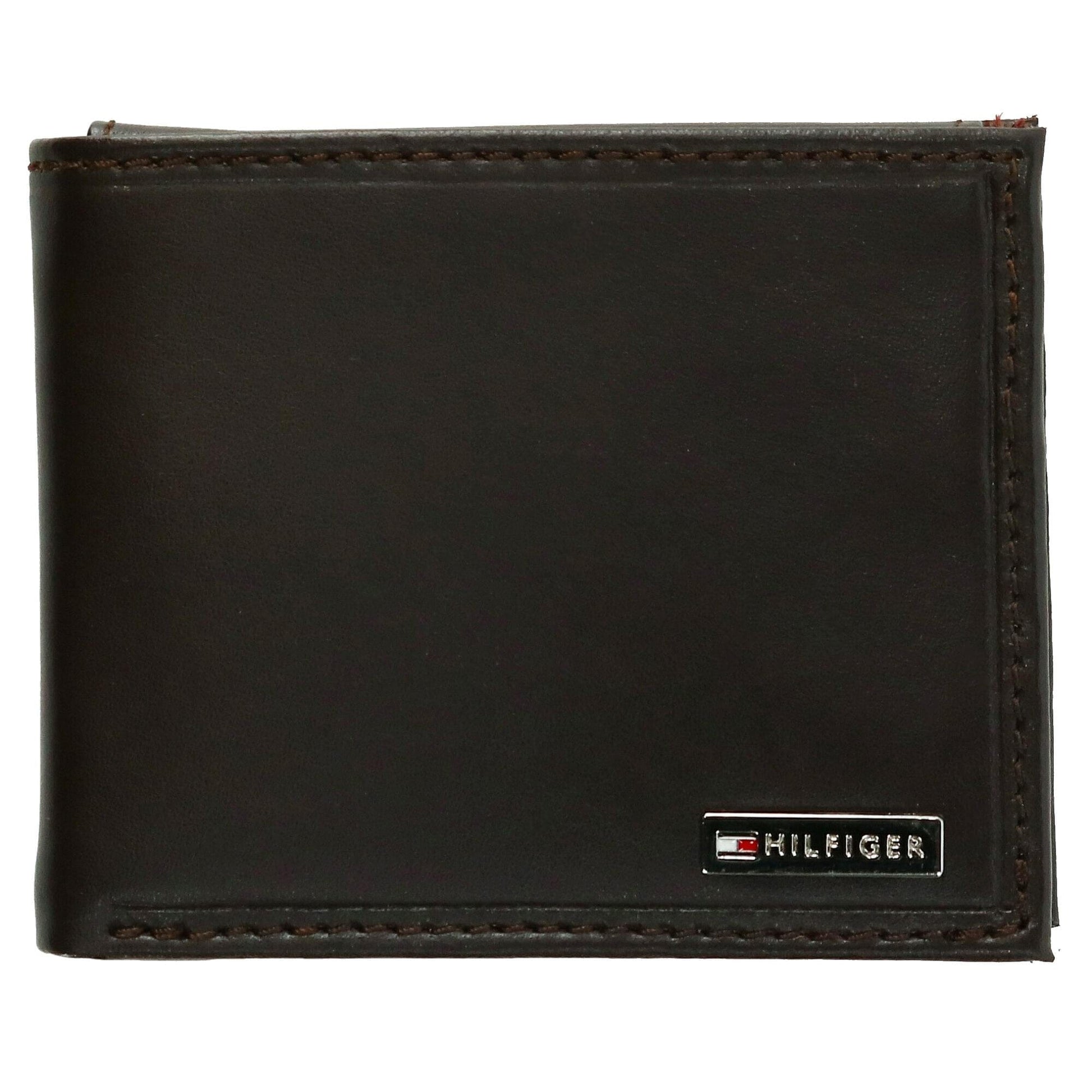 Tommy Hilfiger Men's Leather Fordham Passcase Bifold Wallet - Brown