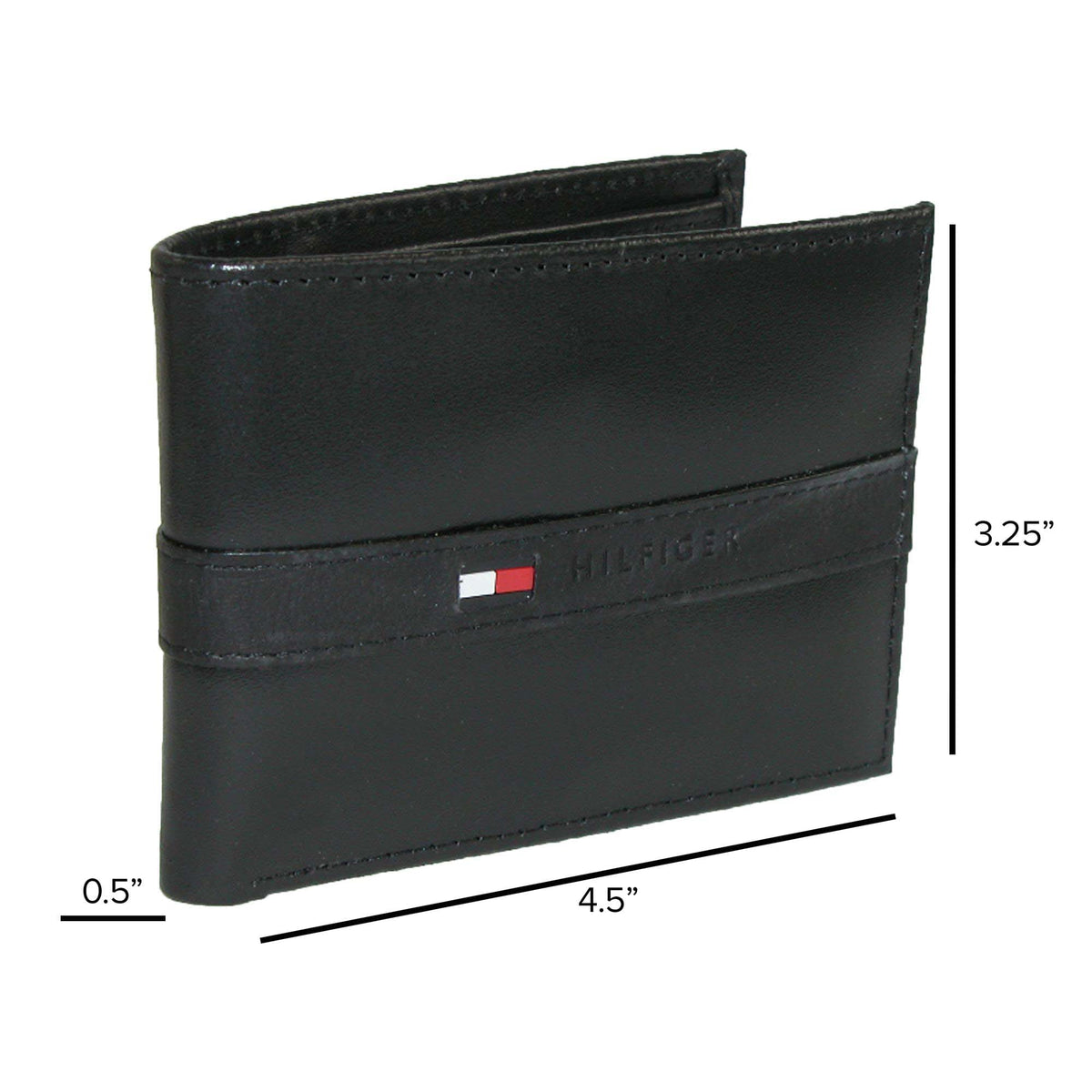 Tommy Hilfiger Men's Leather Ranger Passcase Bifold Wallet - Black