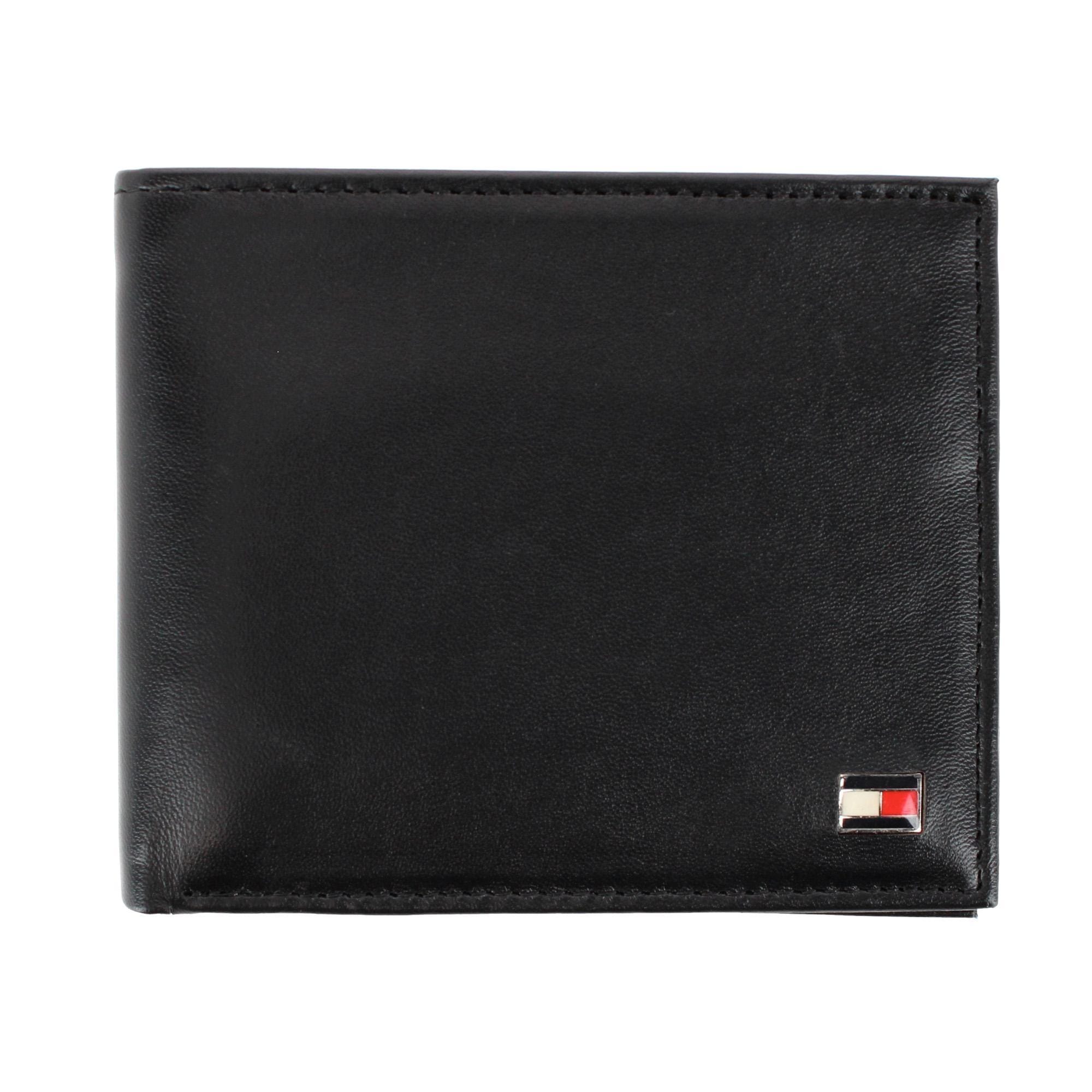 Tommy Hilfiger Men's Leather Oxford Slim Bifold Wallet - Black