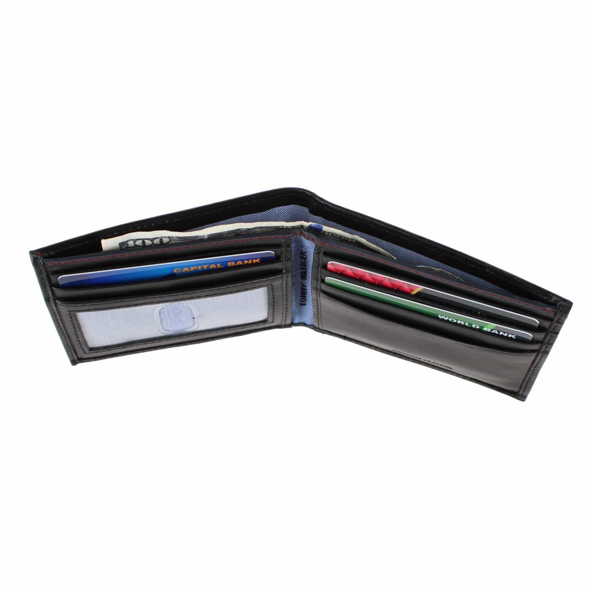 Tommy Hilfiger Men's Leather Oxford Slim Bifold Wallet - Black