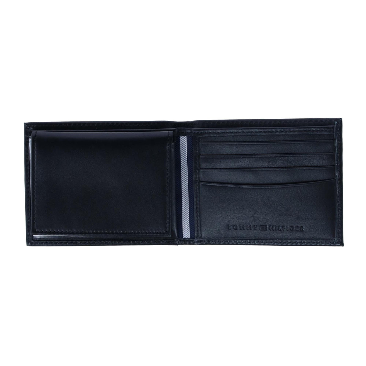 Tommy Hilfiger Men's Leather Dore Passcase Bifold Wallet - Black