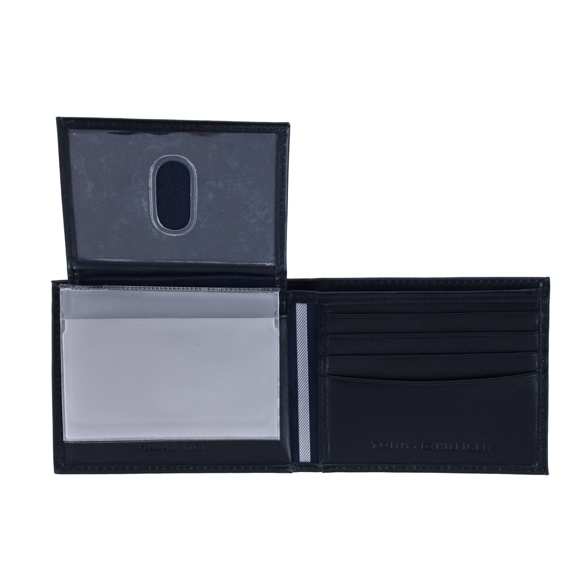 Tommy Hilfiger Men's Leather Dore Passcase Bifold Wallet - Black