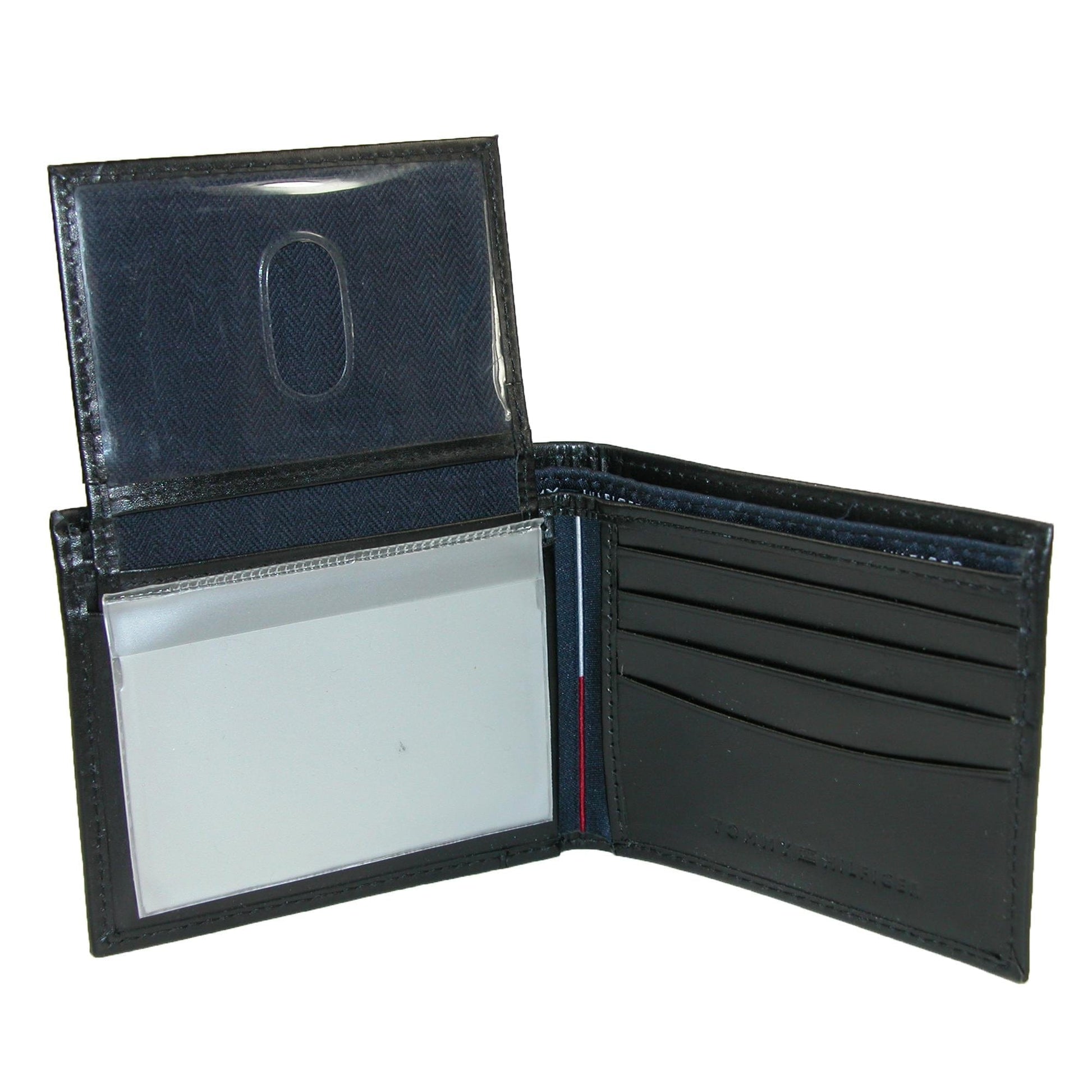 Tommy Hilfiger Men's Leather Cambridge Bifold Passcase Wallet - Black