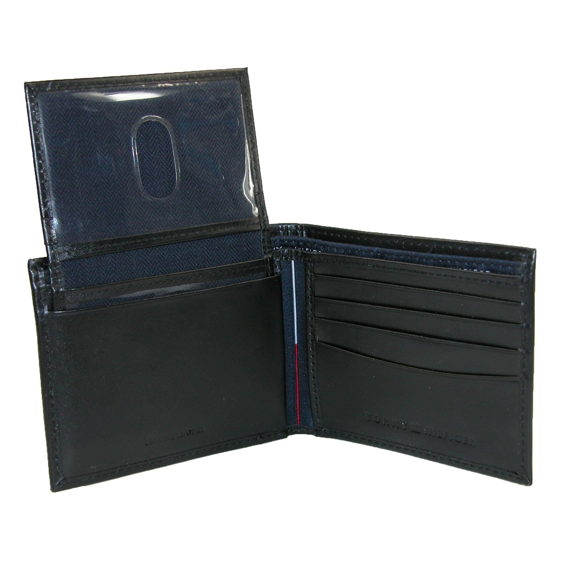Tommy Hilfiger Men's Leather Cambridge Bifold Passcase Wallet - Black