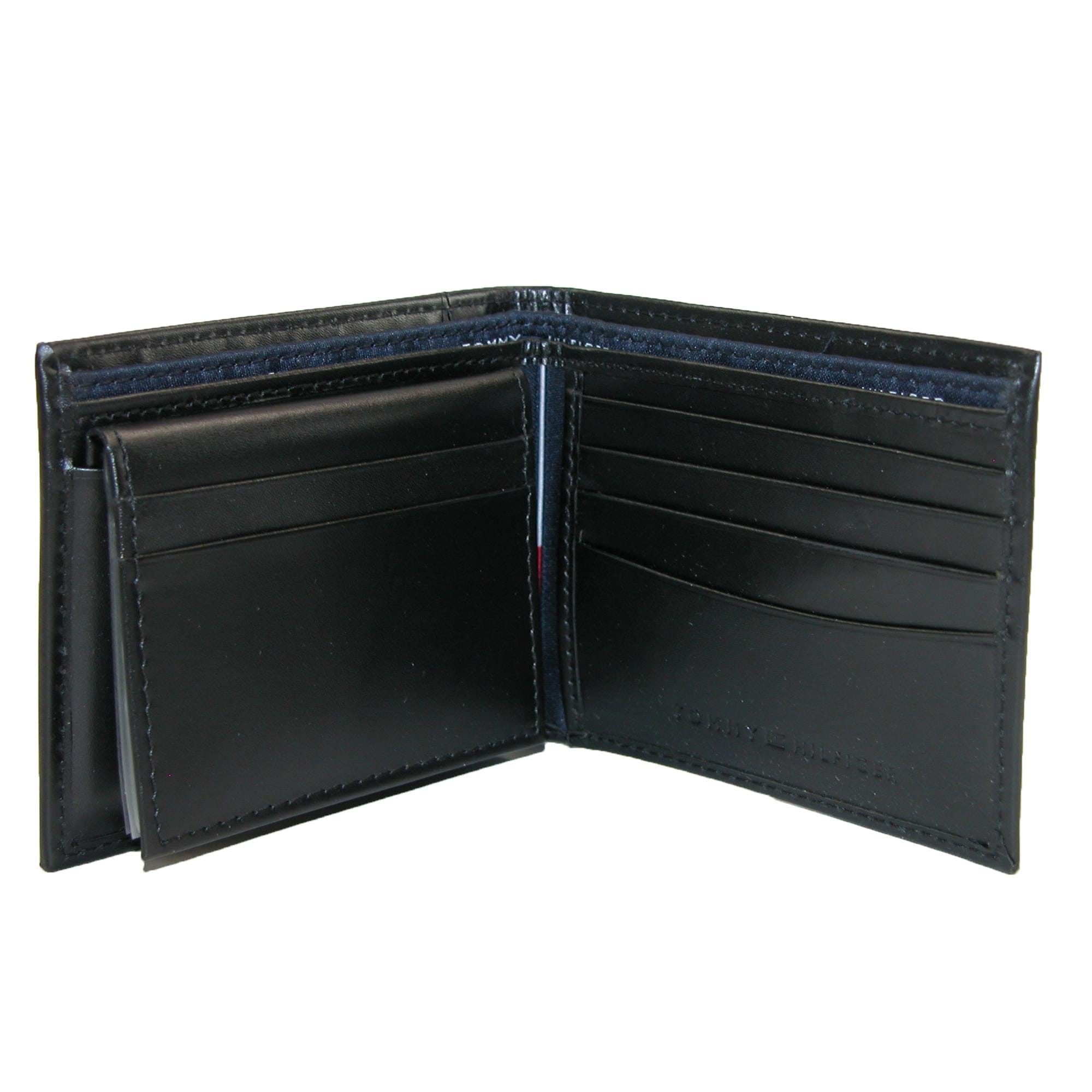 Tommy Hilfiger Men's Leather Cambridge Bifold Passcase Wallet - Black