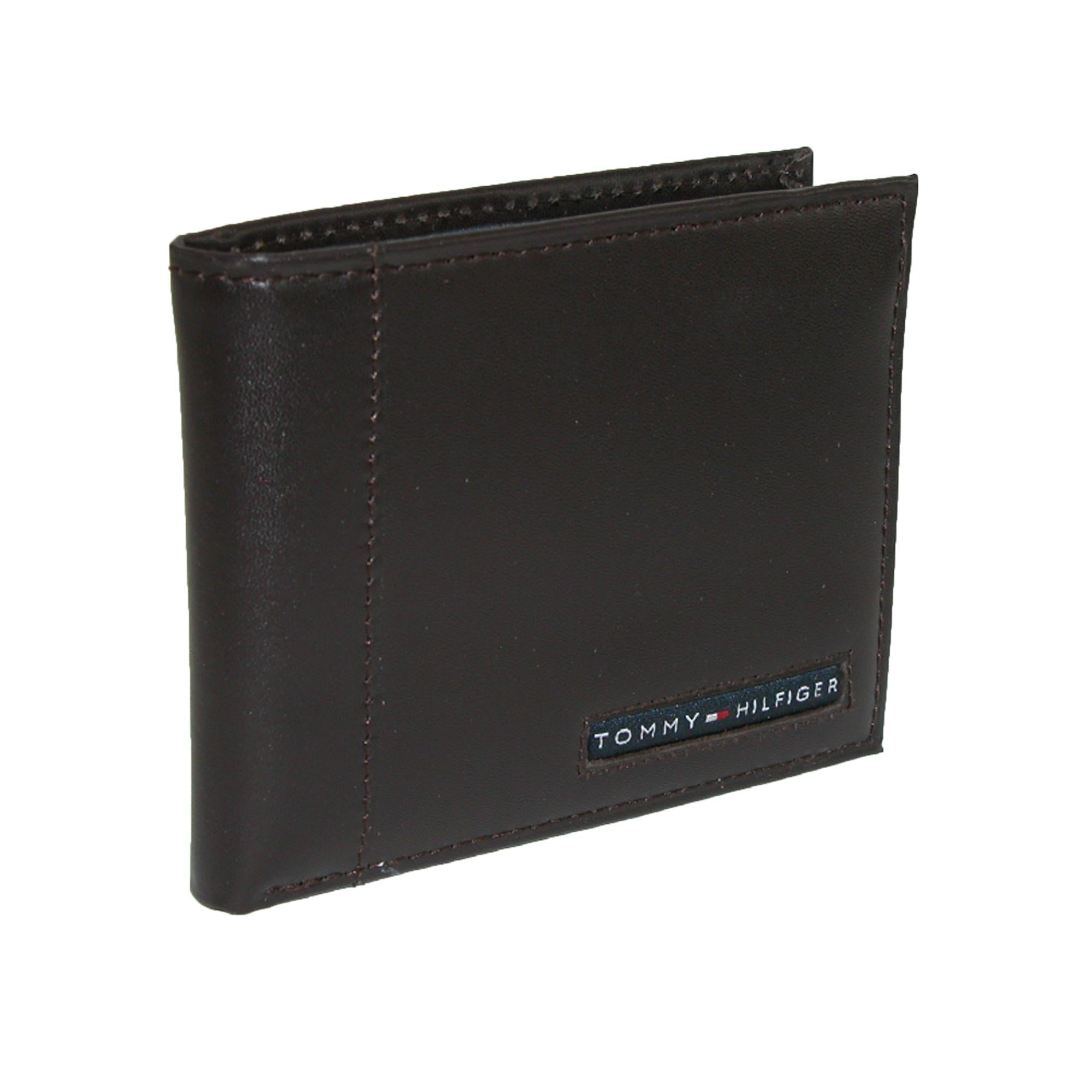 Tommy Hilfiger Men's Leather Cambridge Bifold Passcase Wallet - Brown