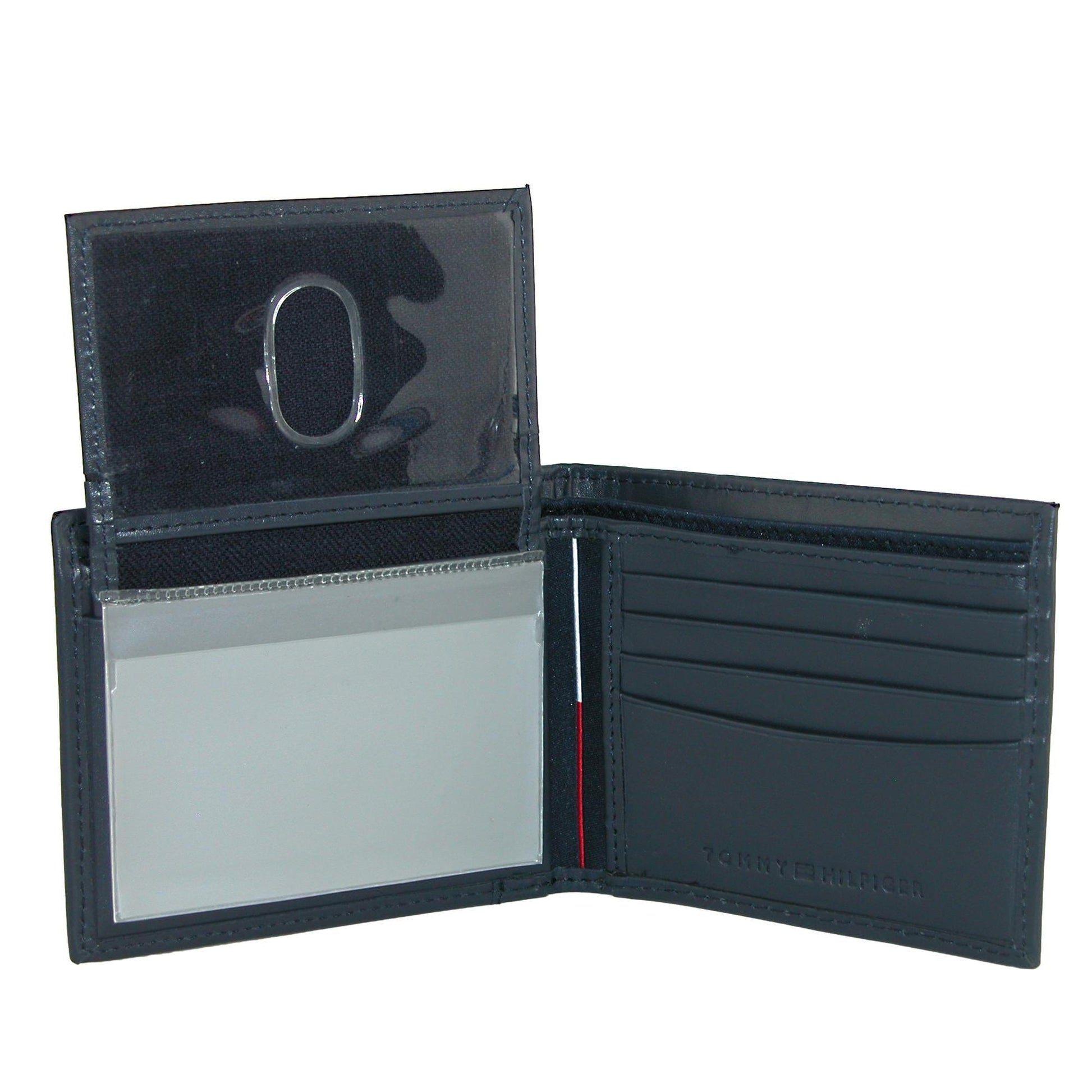 Tommy Hilfiger Men's Leather Cambridge Bifold Passcase Wallet - Navy