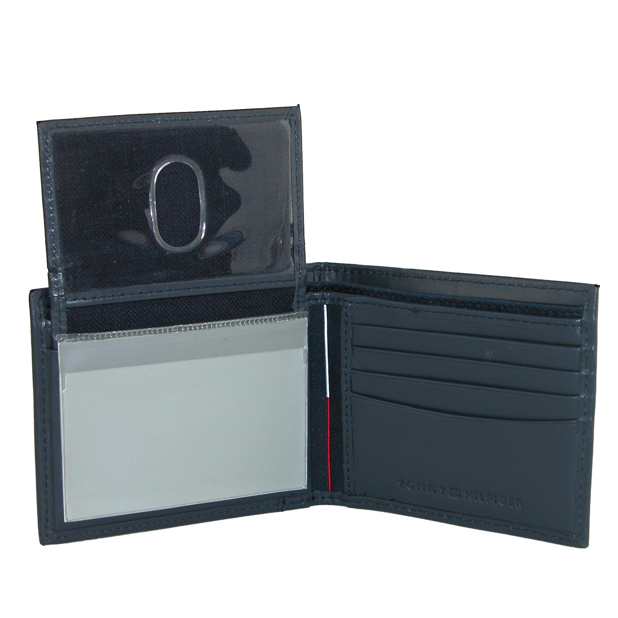 Tommy Hilfiger Men's Leather Cambridge Bifold Passcase Wallet - Navy