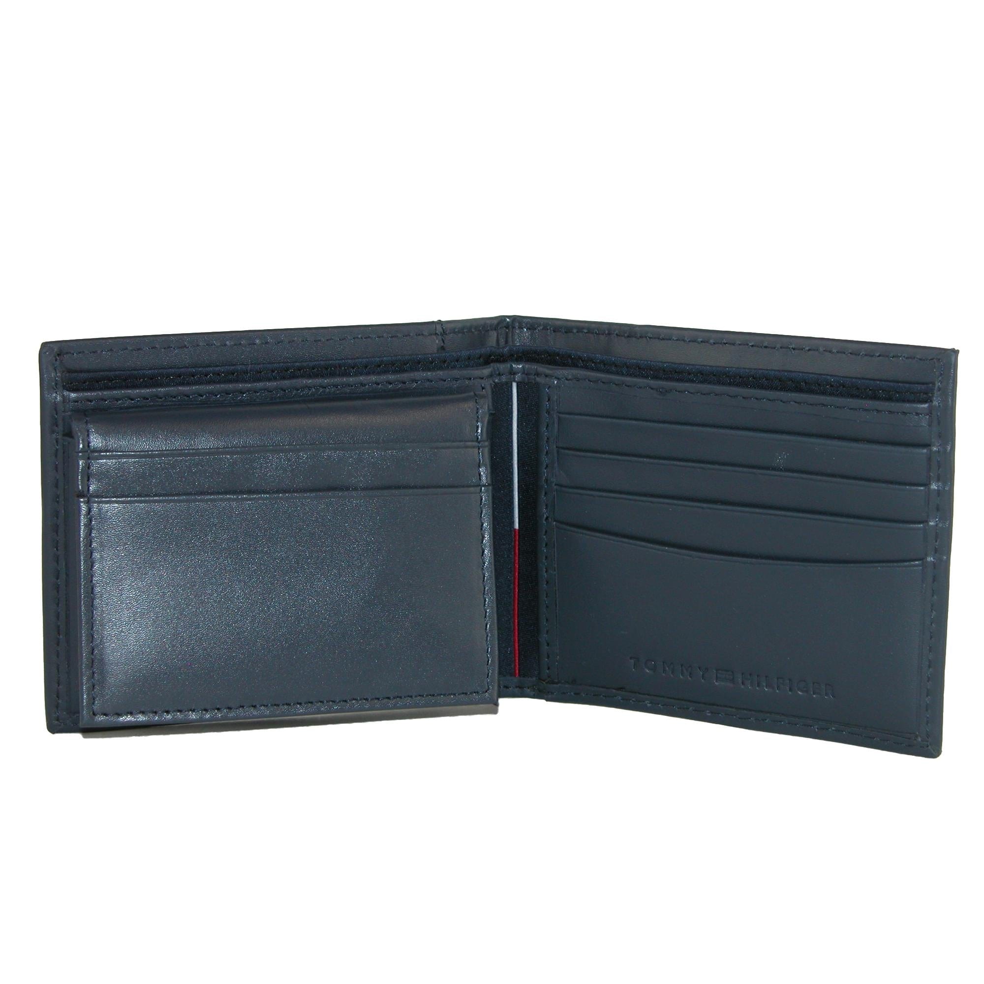 Tommy Hilfiger Men's Leather Cambridge Bifold Passcase Wallet - Navy