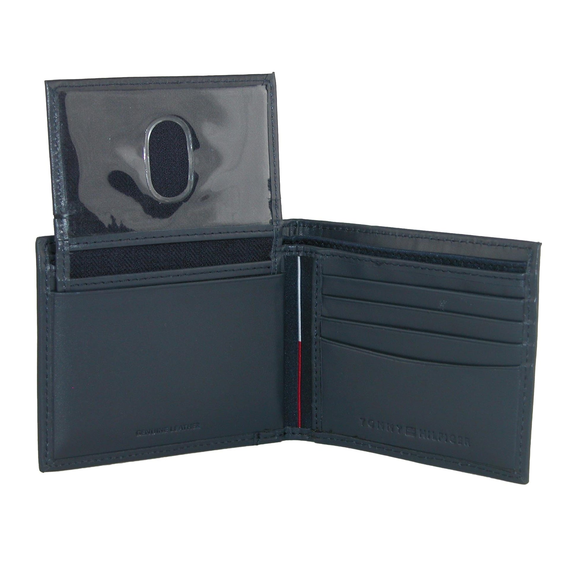Tommy Hilfiger Men's Leather Cambridge Bifold Passcase Wallet - Navy