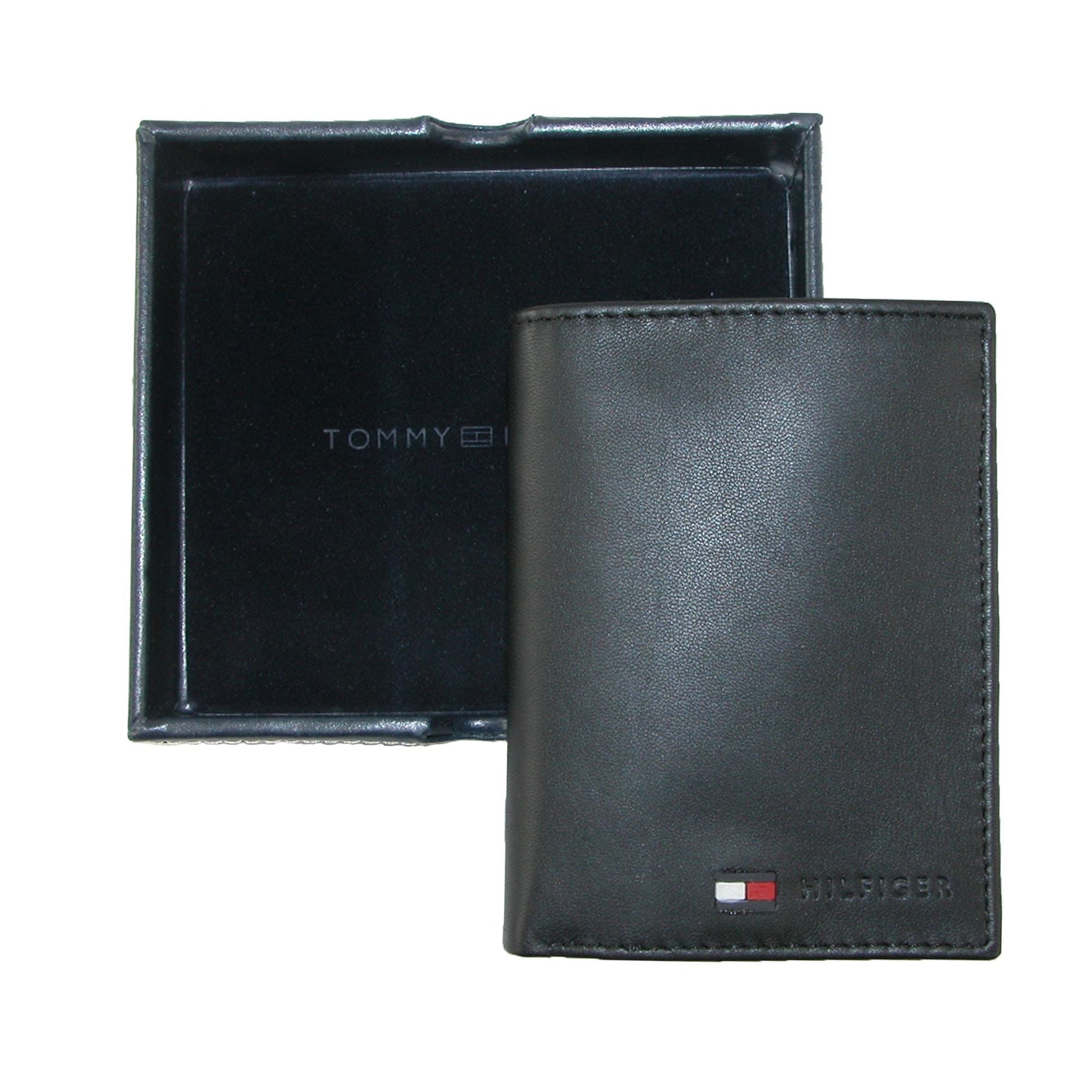 Tommy Hilfiger Men's Leather Stockton Credit Card Organizer Wallet - Black