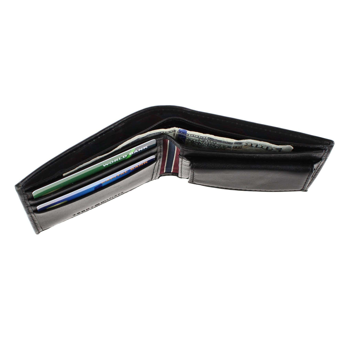 Tommy Hilfiger Men's Leather Stockton Bifold Coin Wallet - Black