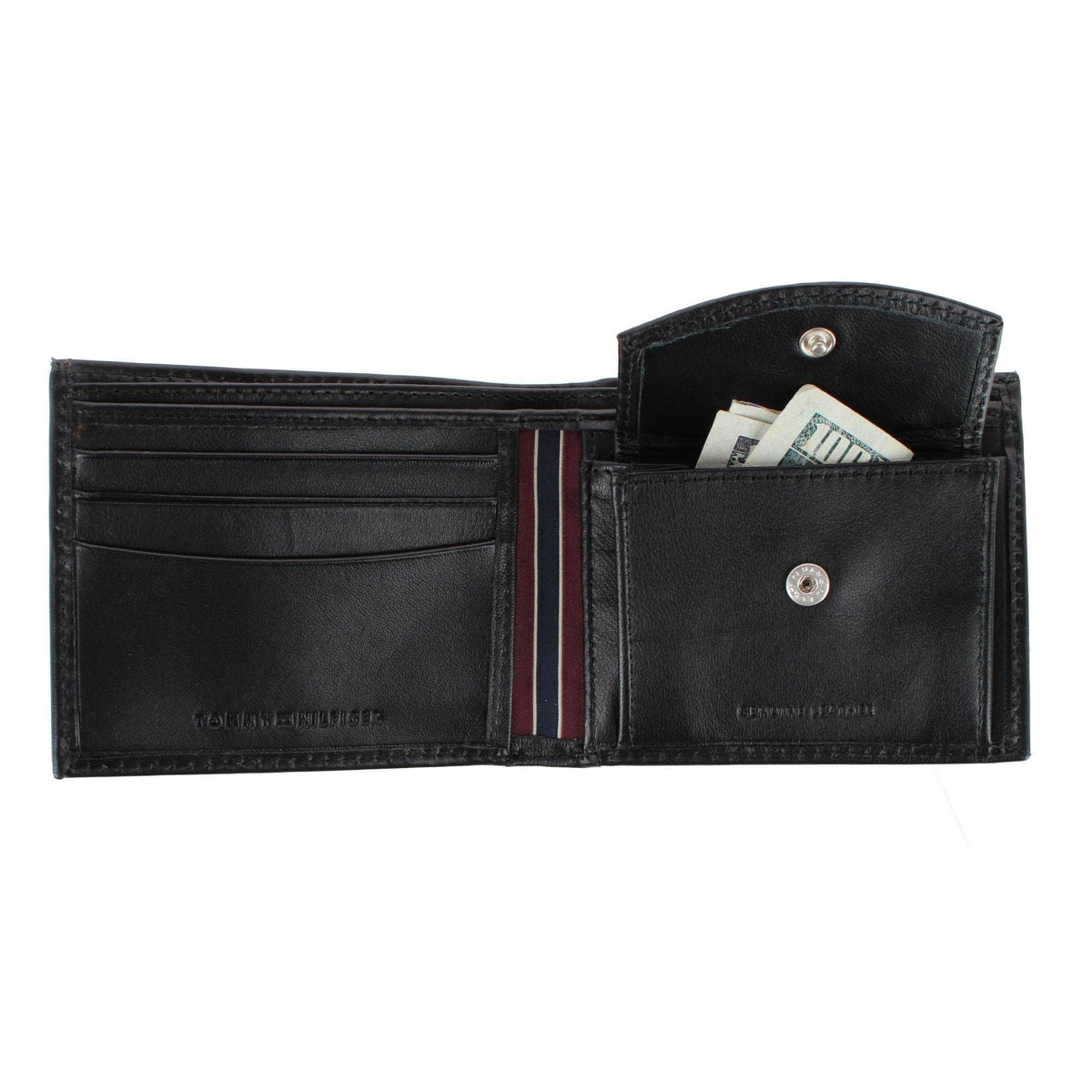 Tommy Hilfiger Men's Leather Stockton Bifold Coin Wallet - Black