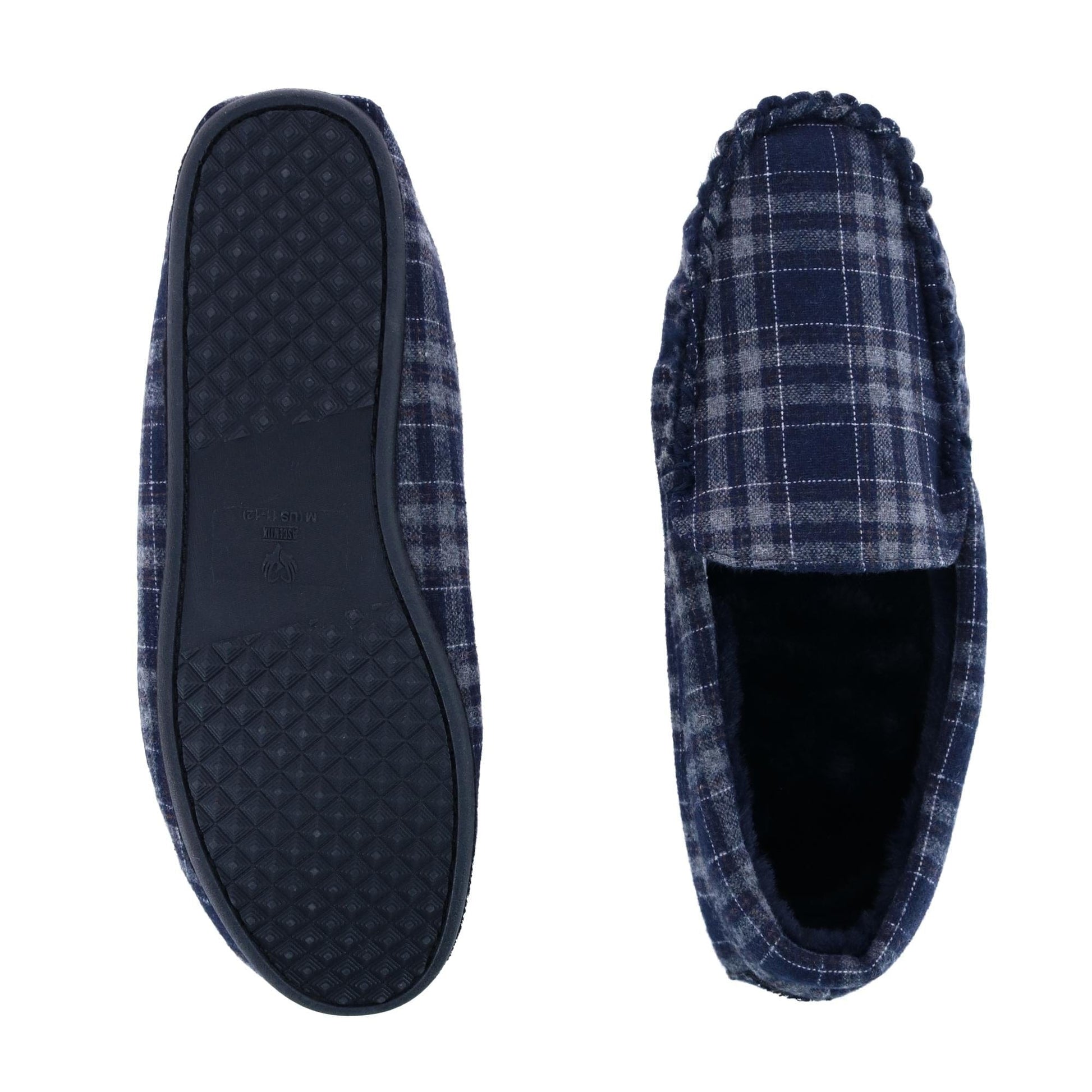 Ascentix Men's Slip On Plaid Slipper - Navy