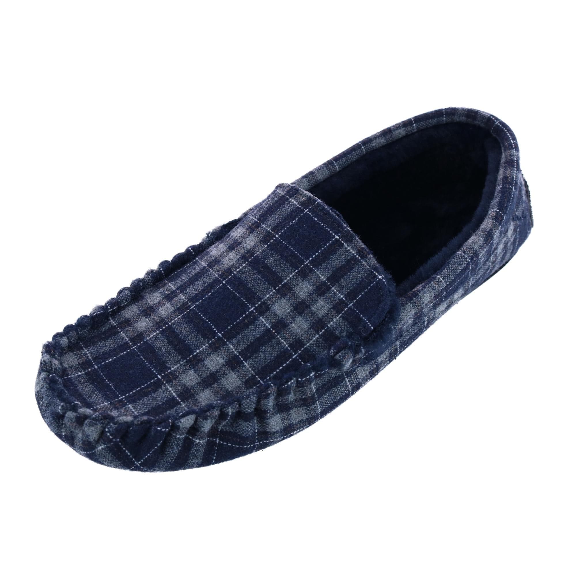 Ascentix Men's Slip On Plaid Slipper - Navy