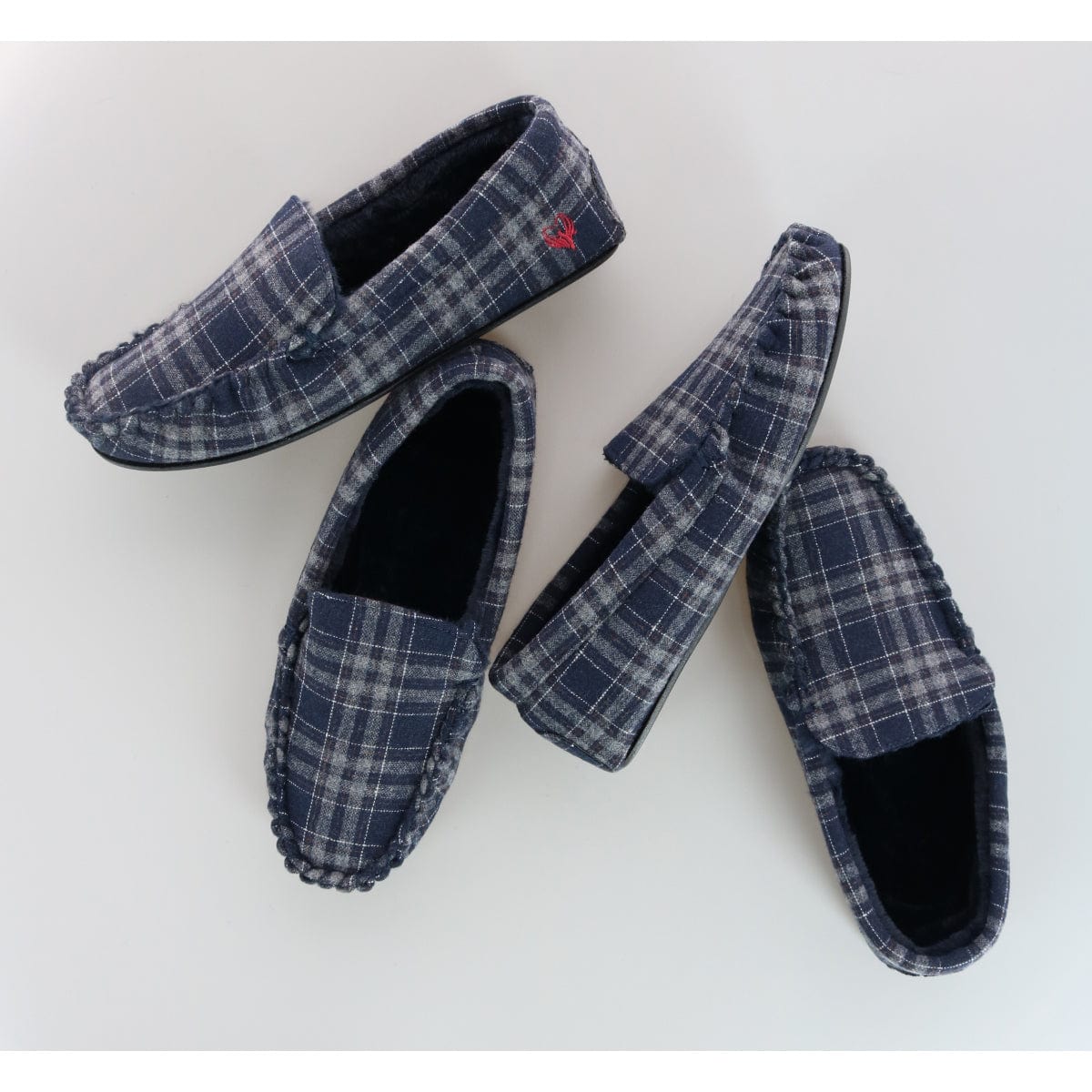 Ascentix Men's Slip On Plaid Slipper - Navy