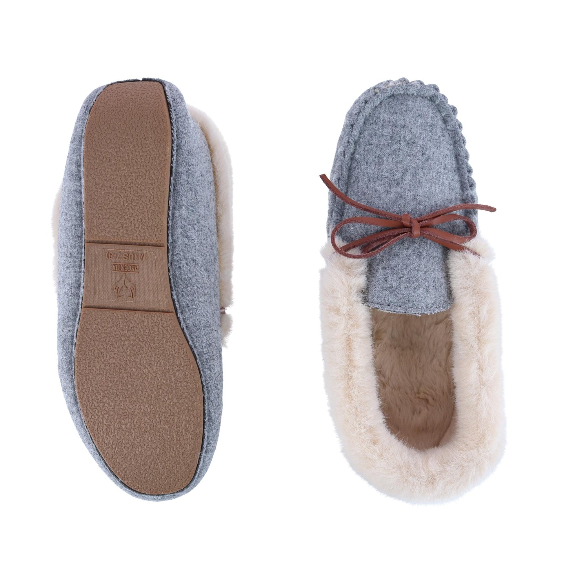 Ascentix Women's Cozy Moccasin Slippers Faux Fur Lined Gray - Grey