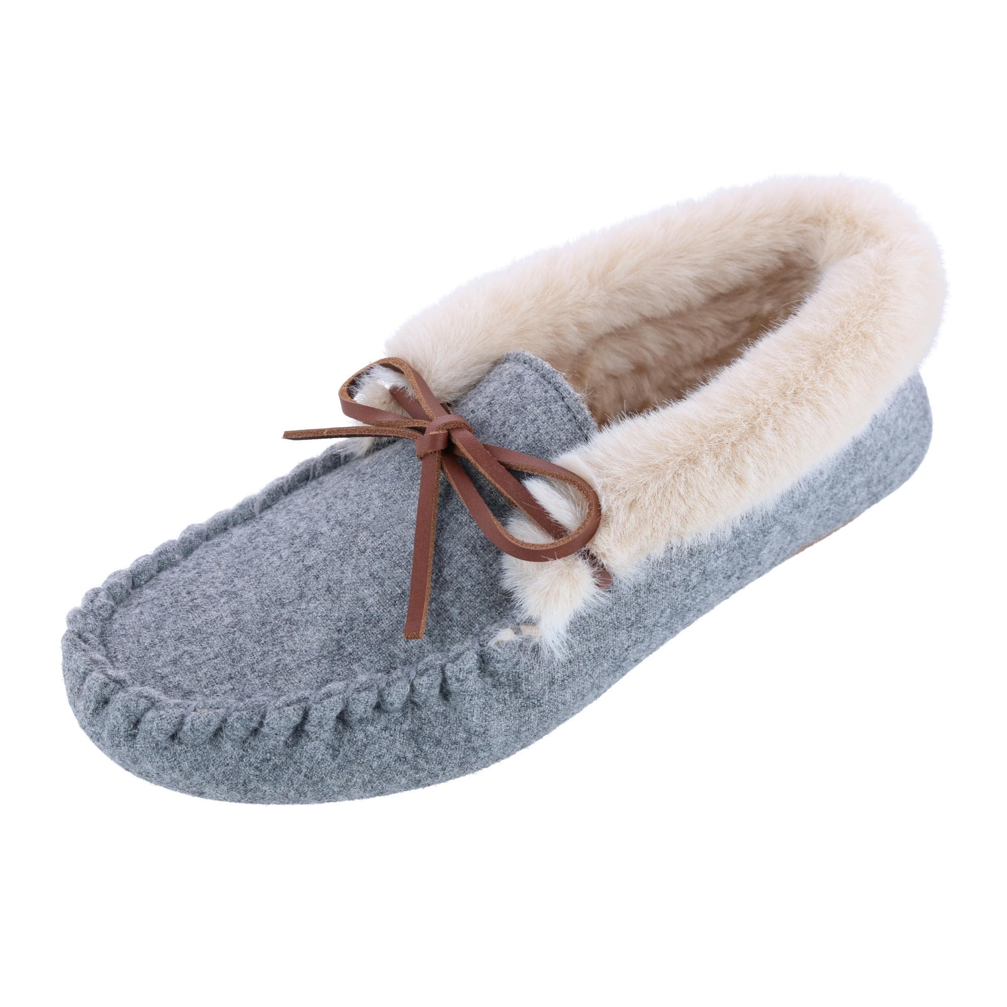 Ascentix Women's Cozy Moccasin Slippers Faux Fur Lined Gray - Grey