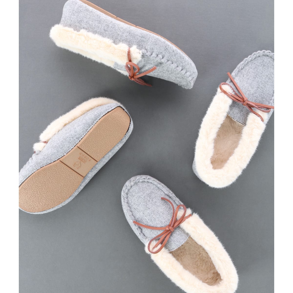 Ascentix Women's Cozy Moccasin Slippers Faux Fur Lined Gray - Grey