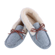 Women's Cozy Moccasin Slippers Faux Fur Lined Gray